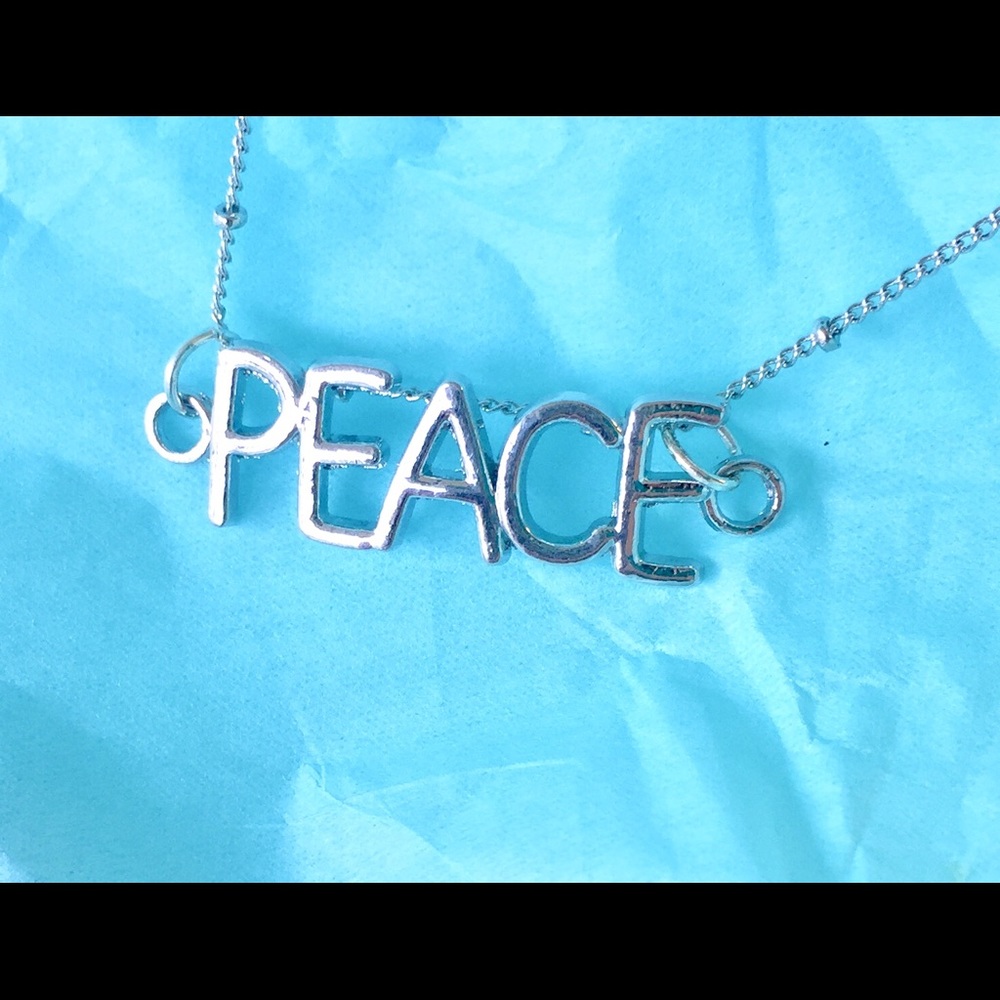 🇺🇸Silver PEACE Necklace Charm On Silver Chain